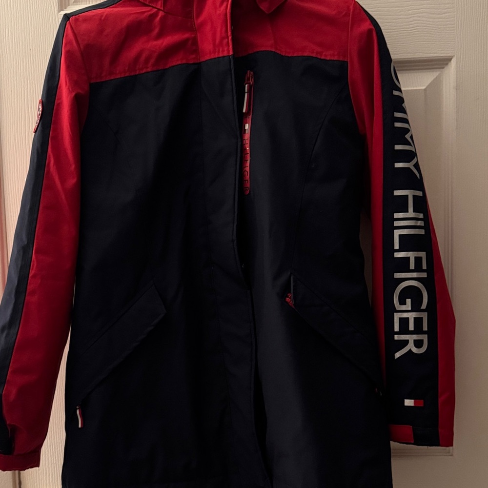 Tommy Hilfiger Navy and Red Hooded jacket. Three in one jacket.